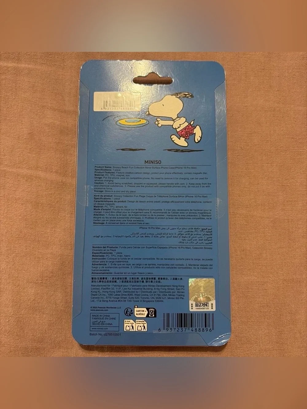 Miniso Peanuts Snoopy iPhone 16 Pro Max Phone Case